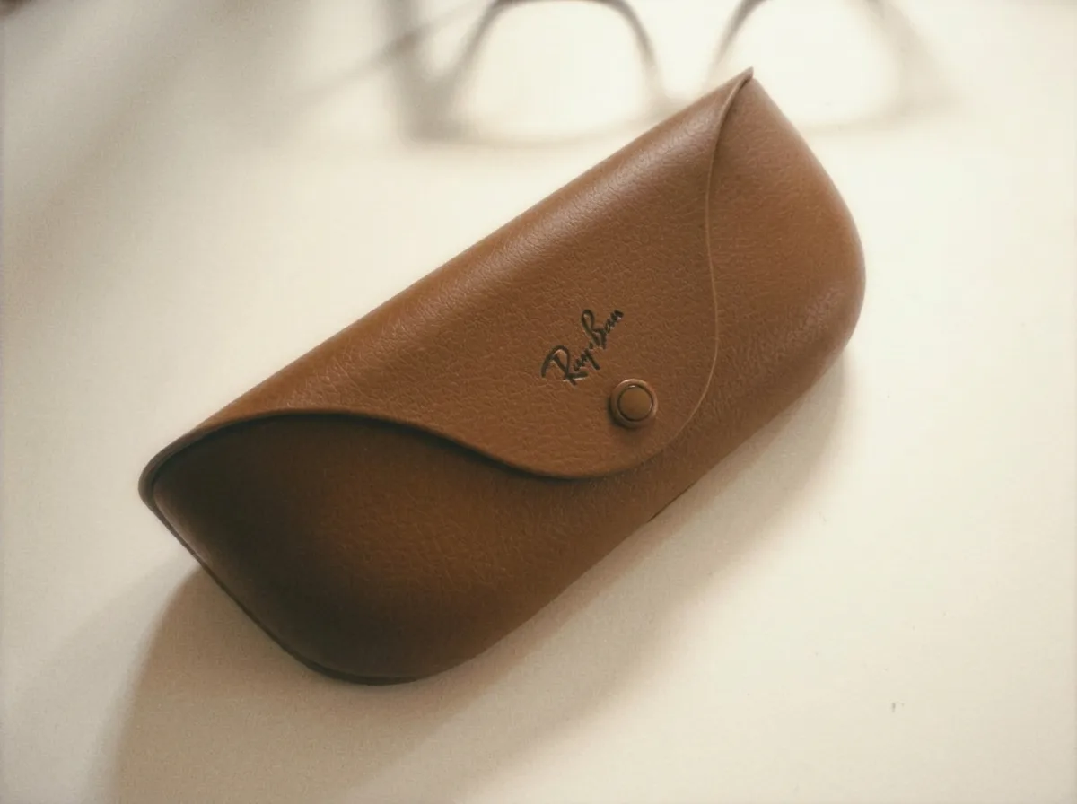 Braunes Leder-Ladeetui der Ray-Ban Meta